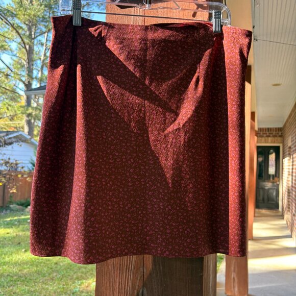 Madewell pink and red floral satin mini skirt size 14 - Picture 2 of 3